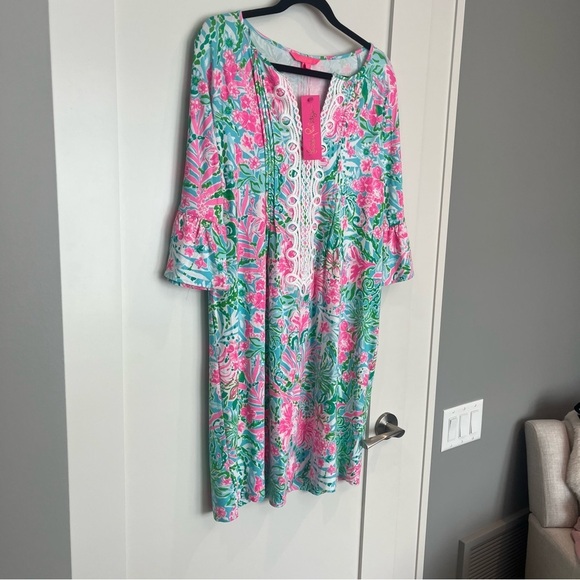 Lilly Pulitzer Pink and Green Bell Sleeve Sundress - Picture 3 of 12